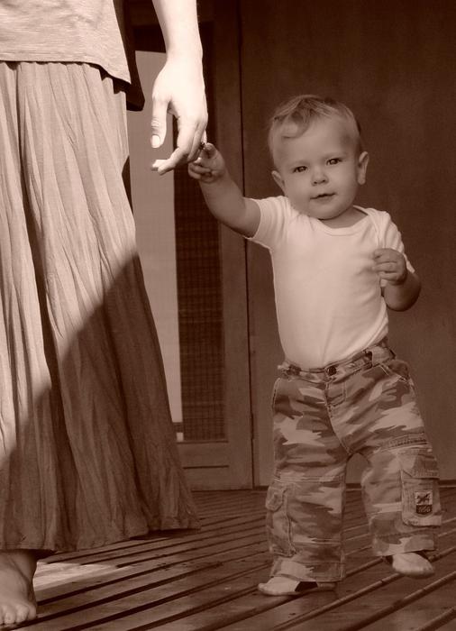 Retro photo of the child, with the mother