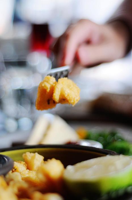 fried food on a fork