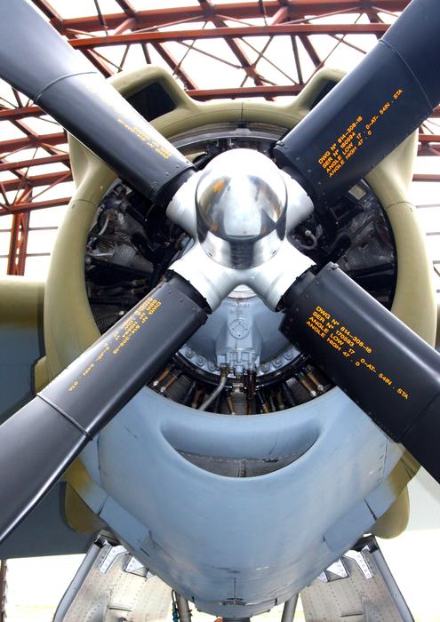 blades on an airplane close-up
