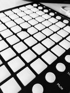 musical equipment with white buttons close up