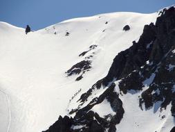 Climbing Skiers on Mountains