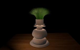 vase pot plant grass green light