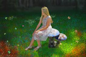 blonde in a magic forest