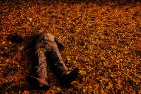 Man, laying on the ground in light, in fall, clipart