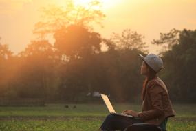 person sunset garden