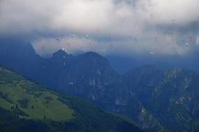 Mountains Clouds Paragliding