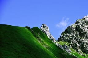 the high rock with the grass is beautiful