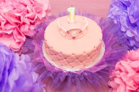 Birthday Party Celebration Cake pink violet