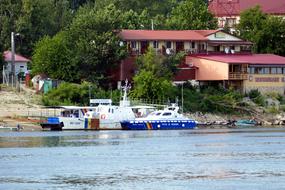 Danube Landscape of River police boat