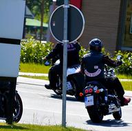 members of hells angels motorcycle club on road