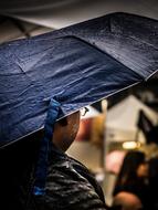 a man holding an umbrella in the rain