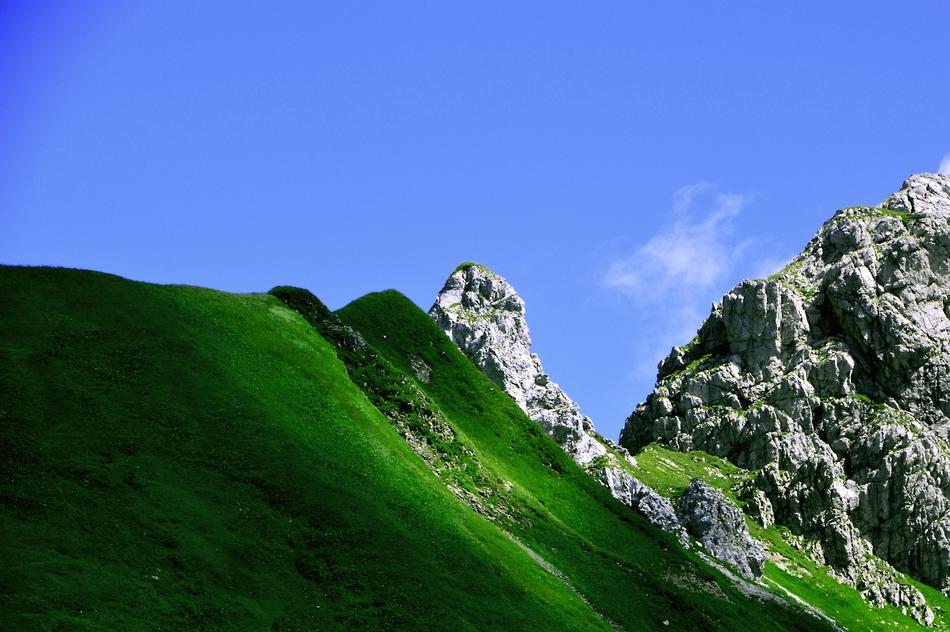 the high rock with the grass is beautiful