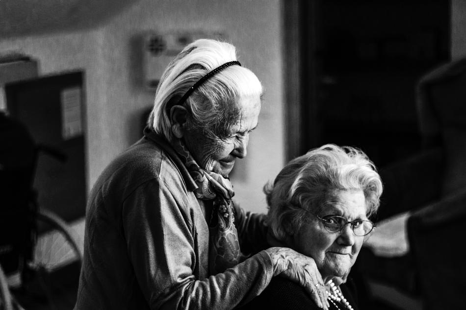 monochrome portrait of Old Women