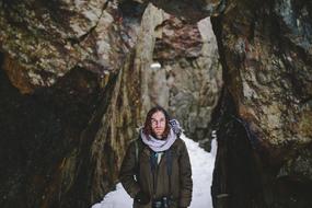 Rocks Cave Snow man