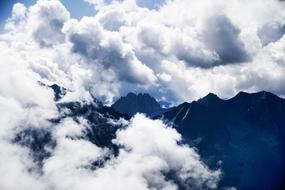 big clouds in a blue, beautiful sky.