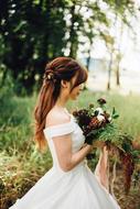 White Long Dress girl flowers