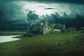 Dark Fantasy Castle at storm