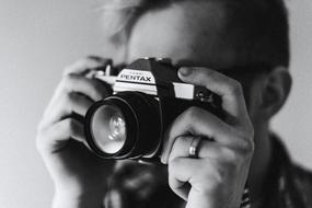 monochrome photography of the photographer