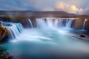 big rock waterfall panorama