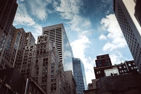 Architecture and cloudy sky in city