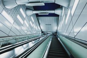 illuminated escalator in metro