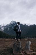 man hiker on mountain