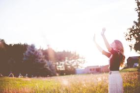 Girl Alone on meadow