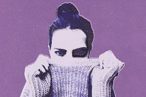 Girl violet background