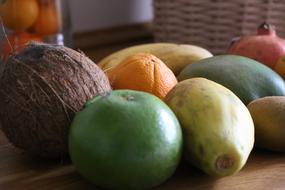 colored tropical fruits