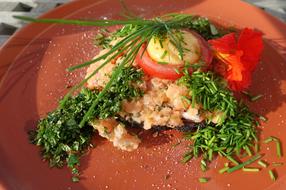 Lunch with salmon and vegetables