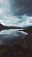 magnificent lake with clouds landscape