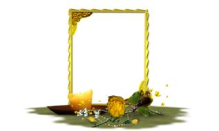gold frame with flowers landscape