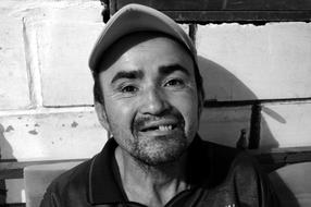 Black and white portrait of the man with the beard, in Armenia