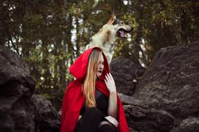 Girl Little Red dark forest