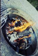 warm fire on the coals