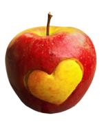 carved heart in an apple