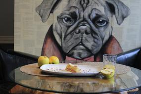 drawing of a pug near the appetizers