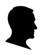 black silhouette profile of a male head on a white background