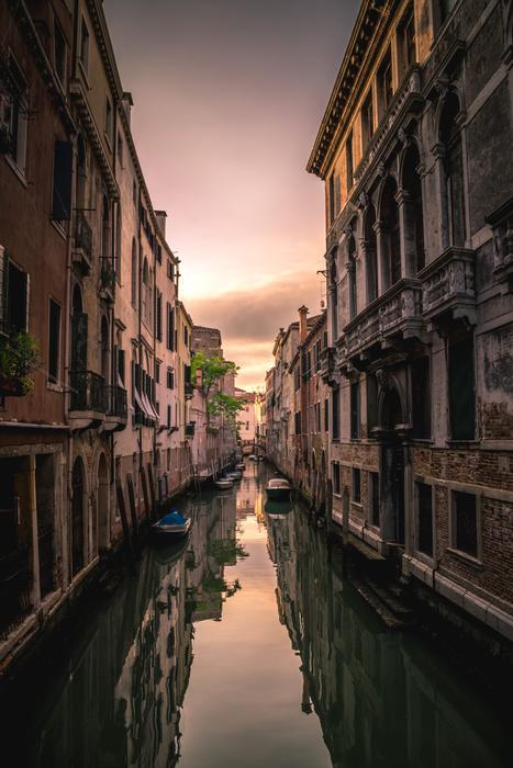 Architecture and water canal at sunset