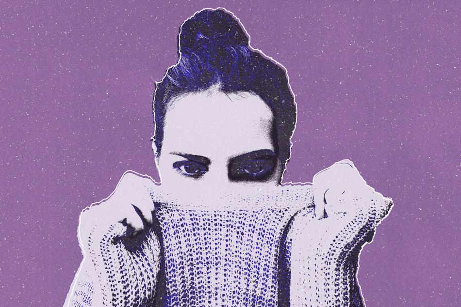 Girl violet background