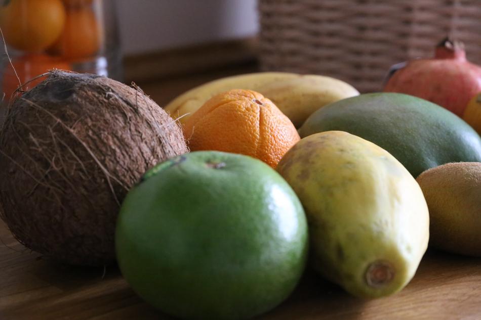 colored tropical fruits