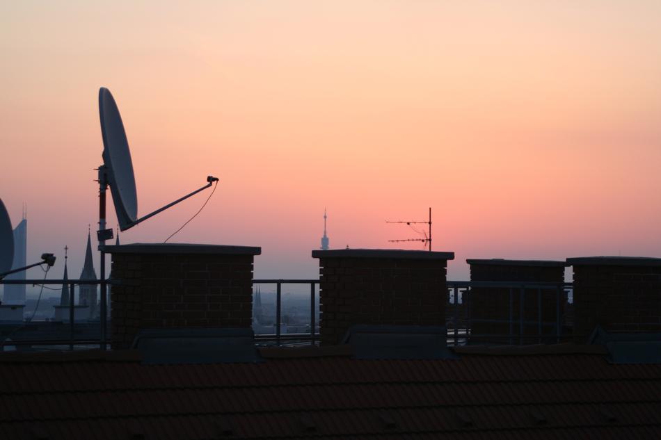 Roofs Sky Sunrise