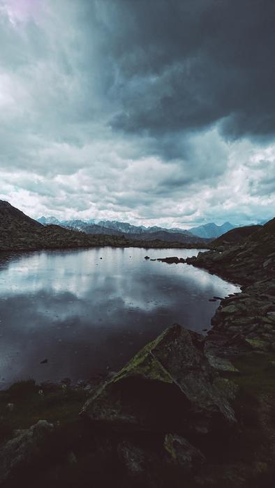 magnificent lake with clouds landscape