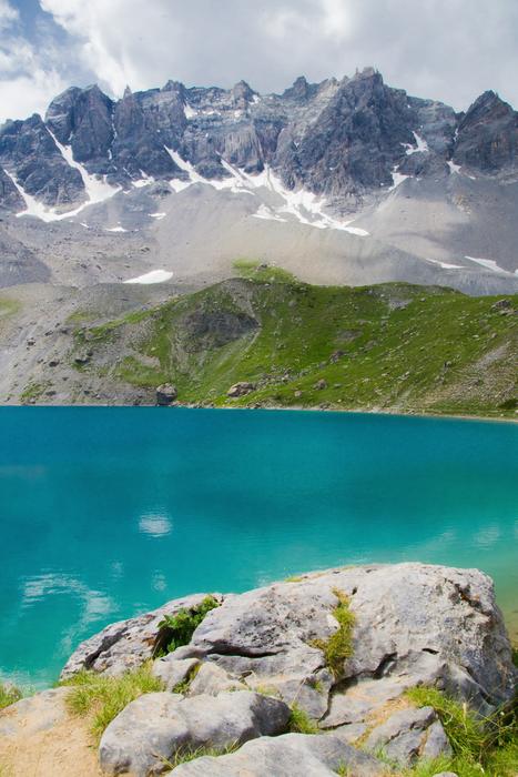 mountain lake in summer landscape
