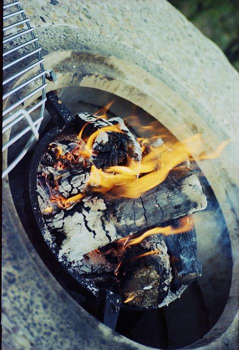 warm fire on the coals