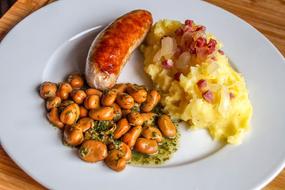 Beans Mashed Potatoes Bratwurst
