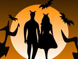 a couple of silhouette Halloween