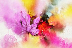 colorful leaves digital art abstract