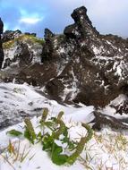 The First Snow on Mountains Stones