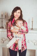 mom with a child at a family photo session